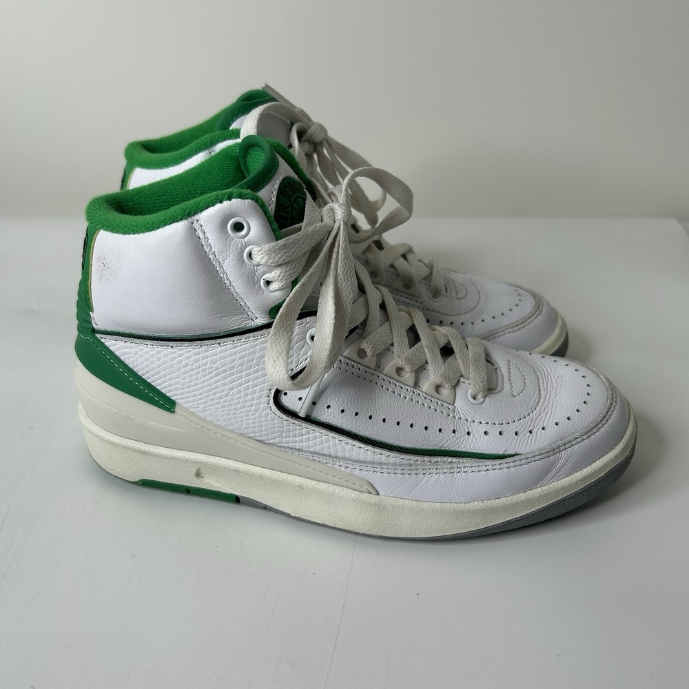Nike Air Jordan 2 Retro 4Y White Lucky Green Sail DQ8562 103 Boys Youth Sneaker - Picture 3 of 7